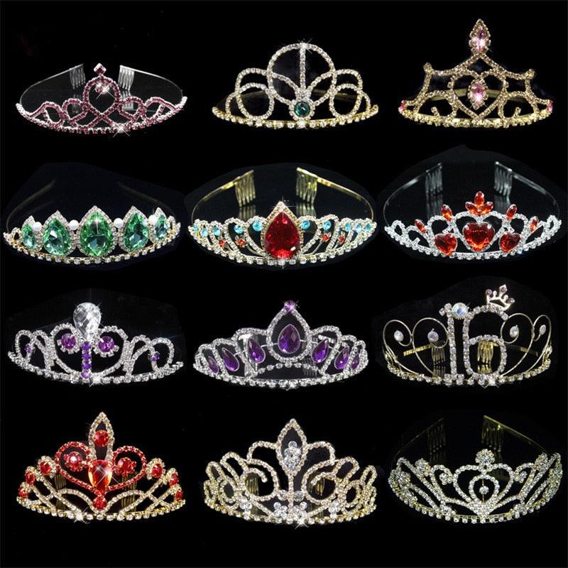 Wedding Bridal Princess Crystal Tiara Crown Veil Hair Accessory For Girls Children Tiara Crown Hair Jewelry Blossom Pageant Rhinestone Crystal Metal Tiara Crown