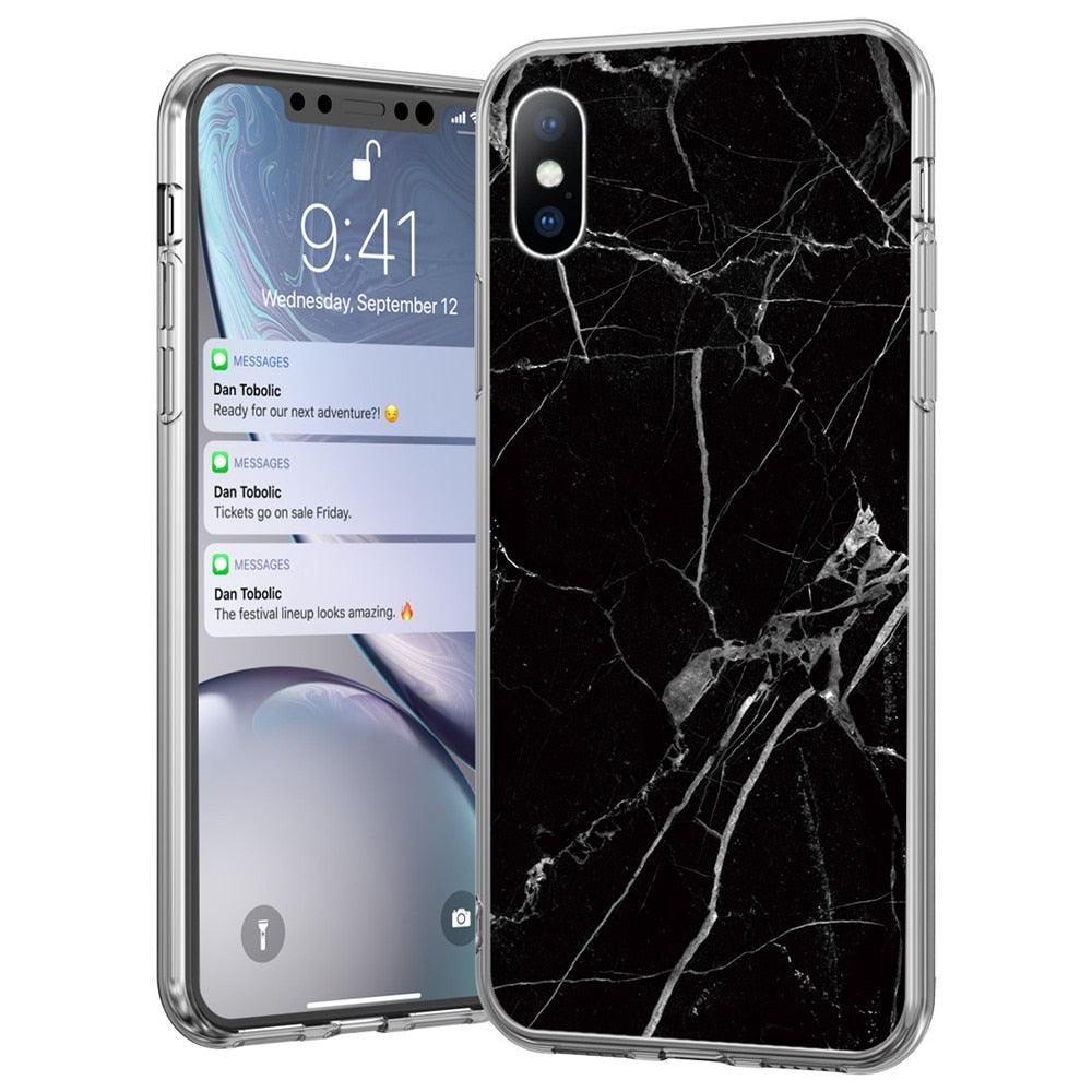 Stylish Marble Stone Texture Phone Case For Iphone 12 Pro 13 Pro Max Unique Solid Color Marble Soft Cover Silicone Mobile Phone Case