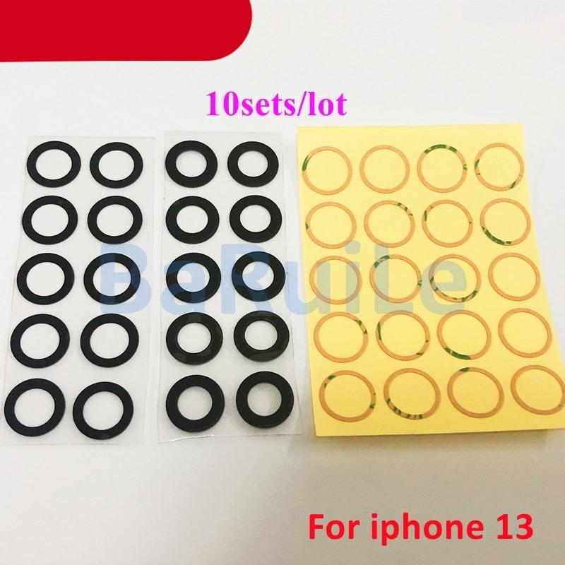 10set Back Camera Glass Lens Rear Camera Glass Glue For iPhone 11 12 13 Pro Max 13 Mini 14 14P Replace Repair Spare Part Camera Lens Protector For iPhone