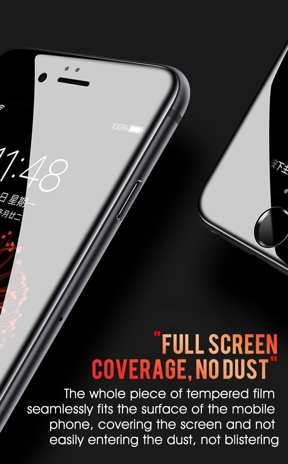 30D Curved Edge Full Cover Protective Glass On The For iPhone 7 8 6 6S Plus Tempered Screen Protector For X XR XS Max Glass Film Tempered Glass Anti Scratch Phone Screen Protector iPhone Glass