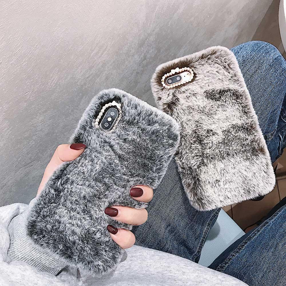 Fashion Lady Gift Case for iPhone 14 13 12 XS Max XR X 11 Pro Max SE Furry fluffy Warm Cover for iPhone 6 7 8 Plus Phone Case Fashion Fluffy Fur Protective Back Cover