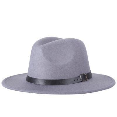 Fashion Men Fedoras Women's Fashion Jazz Hat Unisex Fashion Solid Color Large Hat Summer Spring Hat Luxury Blue Outdoor Hat Classic And Simple Wide Brim Fedora Hat Adjustable Hats For Men With Belt Buckle