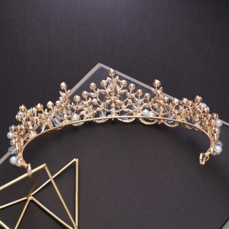 Luxury Elegant Crystal Pearl Bridal Crown Woman Tiaras Hair Jewelry Ornaments Hairwear Bride Headbands Wedding Hair Accessories Wedding Crown Hair Jewelry Bridal Hair Accessories Women Crown Rhinestones Crystal Tiaras Bride Queen Party Gift