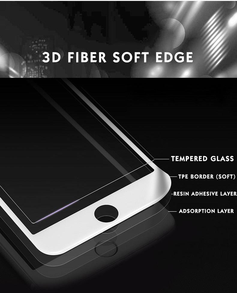 3Pcs/lot for iphone glass Protective glass iphone Full Cover Tempered Glass for iphone 6 7 8 Screen Protector For iphone 8 Plus Full Coverage Tempered Glass Screen Protector Film Edge