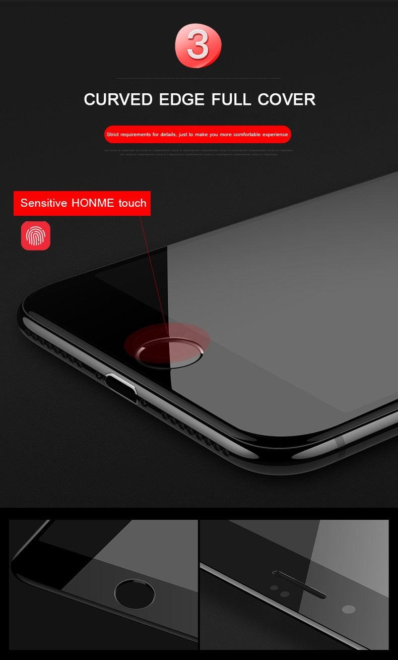 5D Curved 9H Tempered Glass For iPhone X XR XS 11 12 13 14 Pro Max 6 6S 7 8 Plus SE Mini Full Cover Screen Protector Film 9H Hardness Bubble Free Easy Installation Screen Protective Film