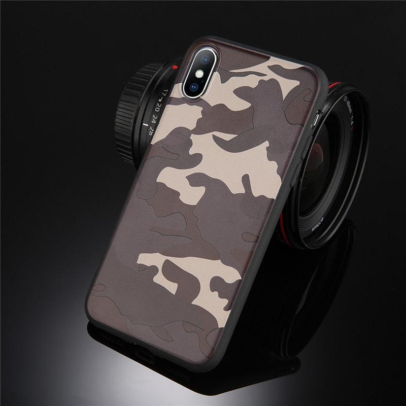 Army Green Camouflage Case For iPhone 11 12Pro 13 Pro Max SE X XR XS Max 6 6S 7 8 Plus Soft Silicone Back Cover Black And White Camo Camouflage Thin Design Durable Hard Plastic Protective Case