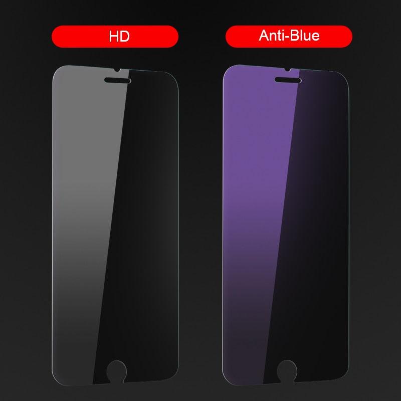 2Pcs Anti Blue Ray 9H Tempered Glass for iPhone X XS MAX XR 11 12 13 mini 14 Pro Max 6 6S 7 8 Plus SE 2020 Screen Protector Film Anti Blue Light Tempered Glass Screen Protector for iPhone