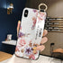 Rose Flowers Wrist Strap Phone Cases For iPhone 13 12 11 14 pro MAX X XR XS MAX 7 8 Plus Cover  Hand Band Cases Soft Full Protection Slim Colorful Protective Phone Case For iPhone