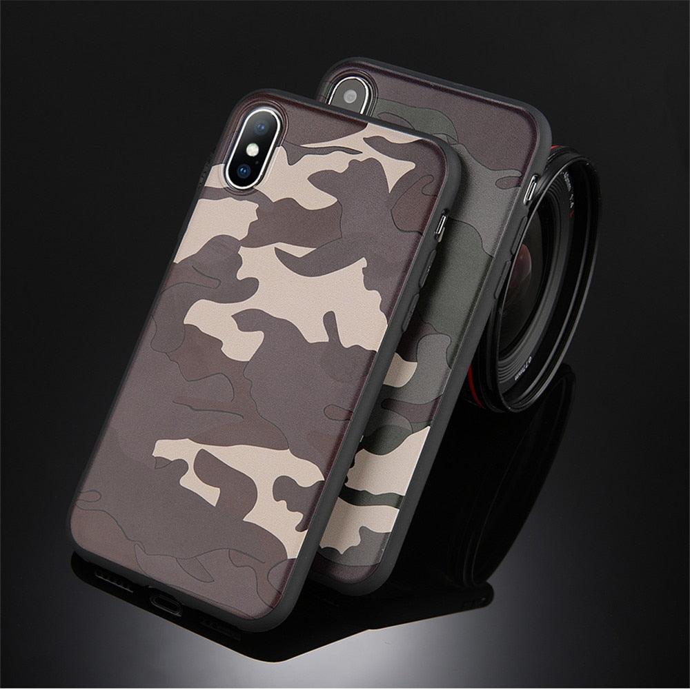 Army Green Camouflage Case For iPhone 11 12Pro 13 Pro Max SE X XR XS Max 6 6S 7 8 Plus Soft Silicone Back Cover Black And White Camo Camouflage Thin Design Durable Hard Plastic Protective Case