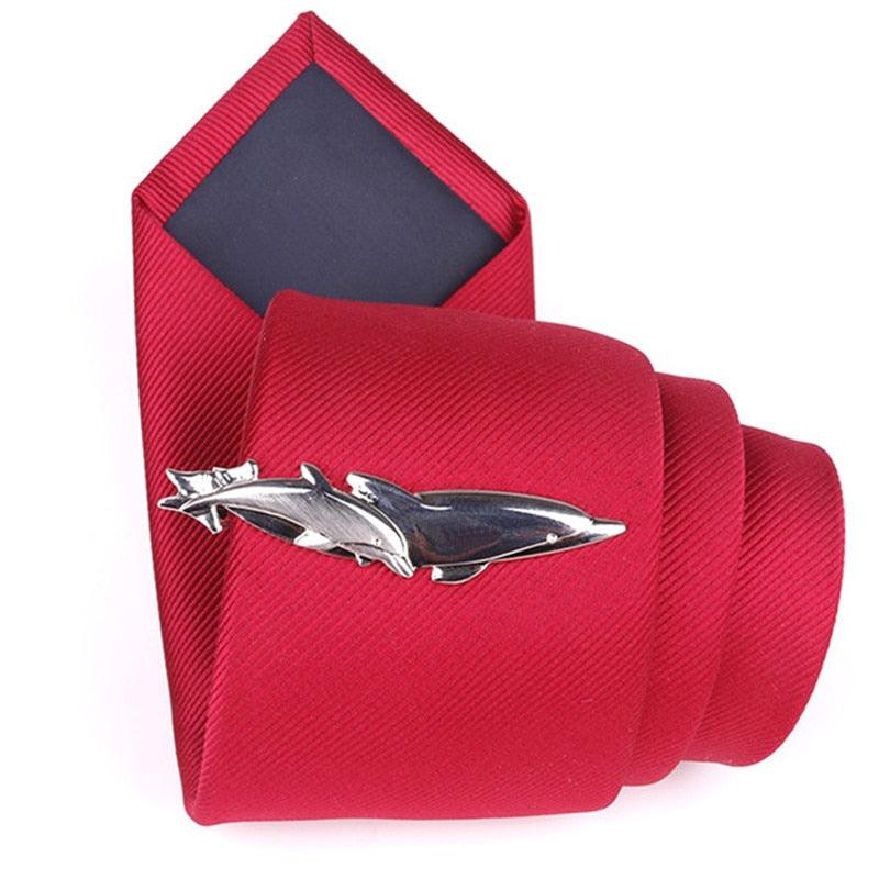 Men Elegant Tie Clips Clasp Men's Tie Clip Tie Bar Wedding Party Pin Jewelry Clip Men's Gift Dolphin Airplane Shaped Tie Bar Wedding Party Jewelry Tie Clip