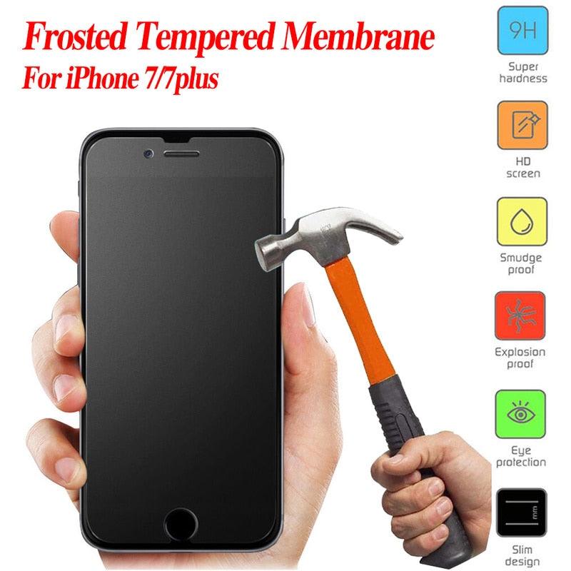 Frosted Matte Glass On iPhone 5 5s 5c SE X XS Max XR Tempered Glass 9H Hardness iPhone 6 6s 7 8 Plus Protective Glass Cover Case Tempered Glass Film Case-Friendly HD Clear Glass Protector for iPhone
