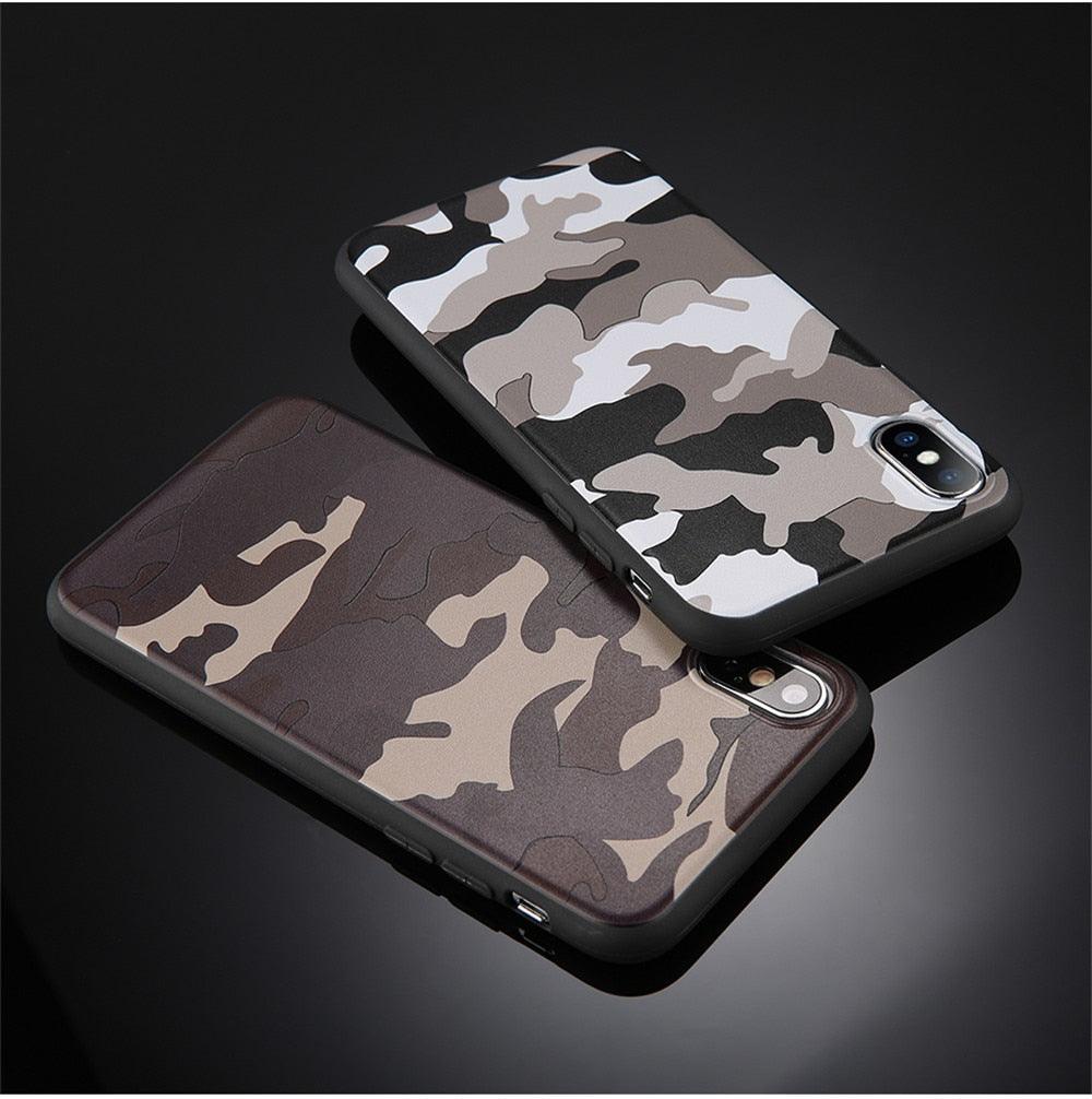 Army Green Camouflage Case For iPhone 11 12Pro 13 Pro Max SE X XR XS Max 6 6S 7 8 Plus Soft Silicone Back Cover Black And White Camo Camouflage Thin Design Durable Hard Plastic Protective Case