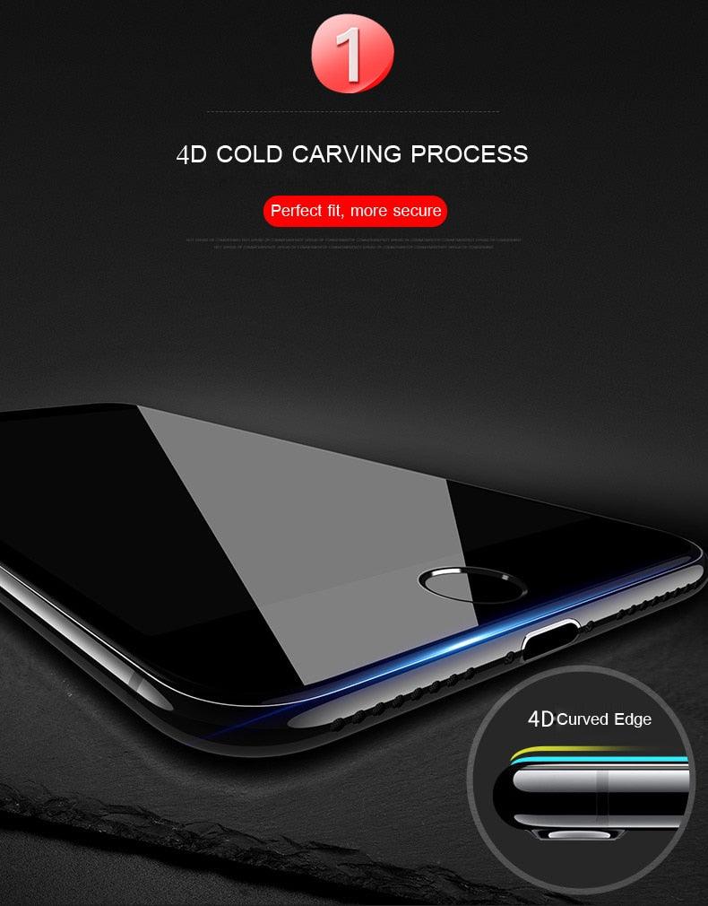 5D Curved 9H Tempered Glass For iPhone X XR XS 11 12 13 14 Pro Max 6 6S 7 8 Plus SE Mini Full Cover Screen Protector Film 9H Hardness Bubble Free Easy Installation Screen Protective Film