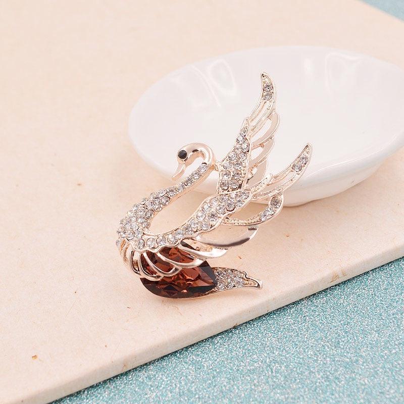 Luxury Rhinestone Crystal Swan Brooches Women Elegant Animal Pins Brooch For Women Fashion Rose Gold Swan Rhinestone Classy Brooch Crystal Jewelry Gifts For Wife Girls Modern Jewelry