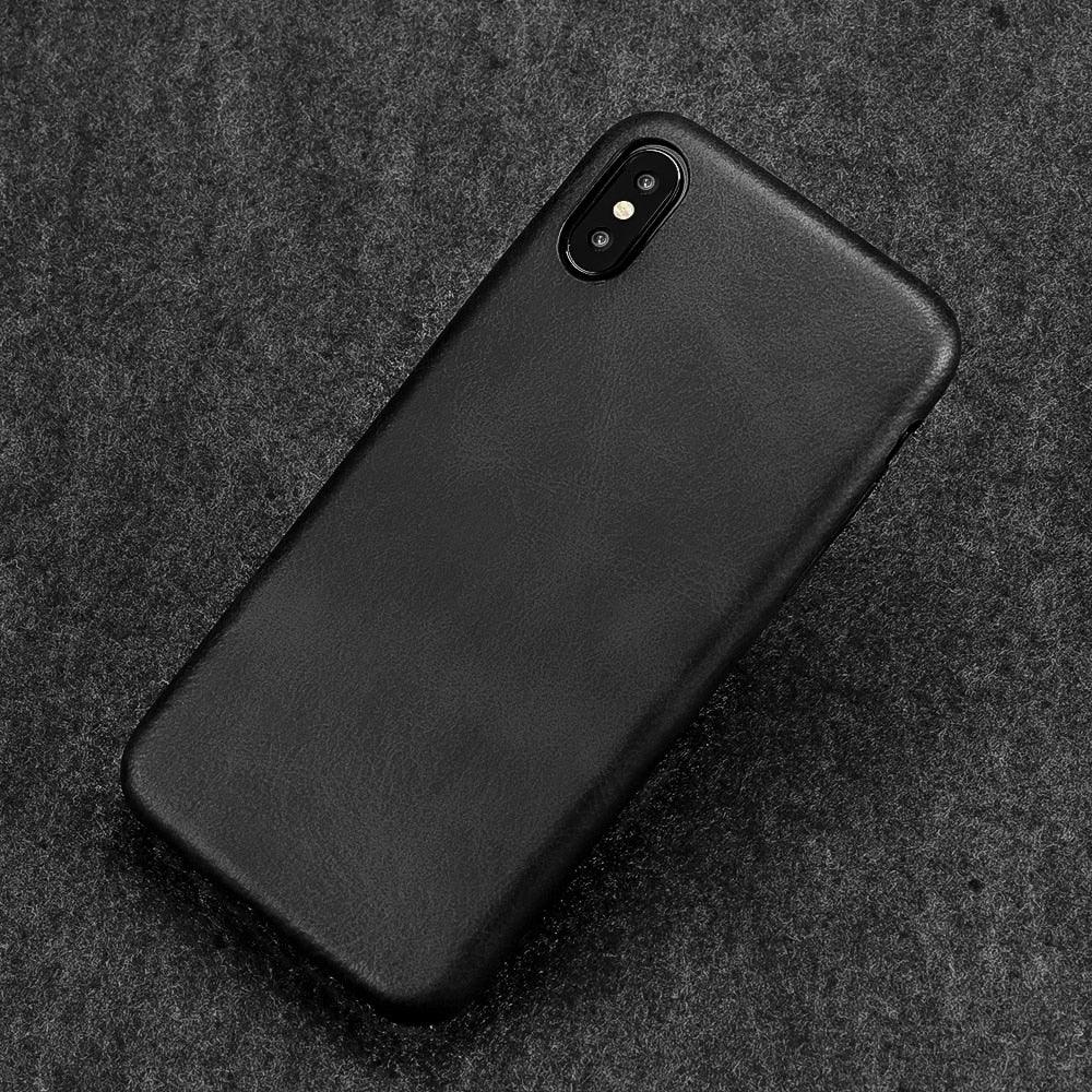 Ultra Thin Phone Cases For iPhone 13 6 7 14Plus XS Max Cover Leather Skin Soft Silicone Case For iPhone XR X 11 12 Pro Case Anti-Scratch iPhone Xs max Cover Genuine Leather iPhone Cases for iPhone