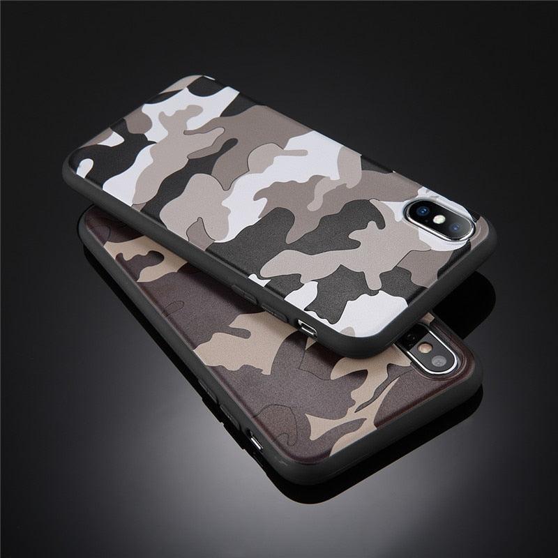 Army Green Camouflage Case For iPhone 11 12Pro 13 Pro Max SE X XR XS Max 6 6S 7 8 Plus Soft Silicone Back Cover Black And White Camo Camouflage Thin Design Durable Hard Plastic Protective Case