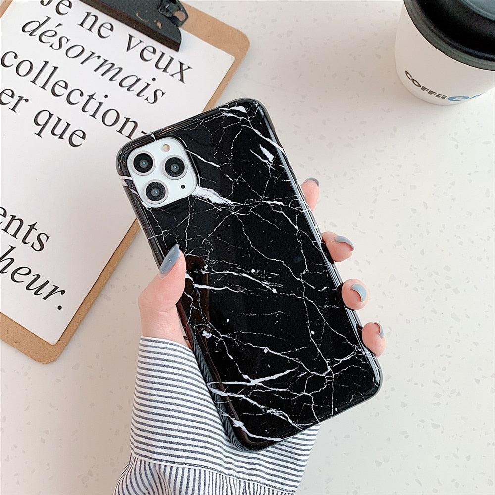 White Gray Marble Slim Soft Clear Bumper Full-Body Protective Phone Case Cover Glossy Marble Texture Cover for iPhone 11 14 Pro Max 14Plus 12 13 Mini X XR XS Max Soft Back Case