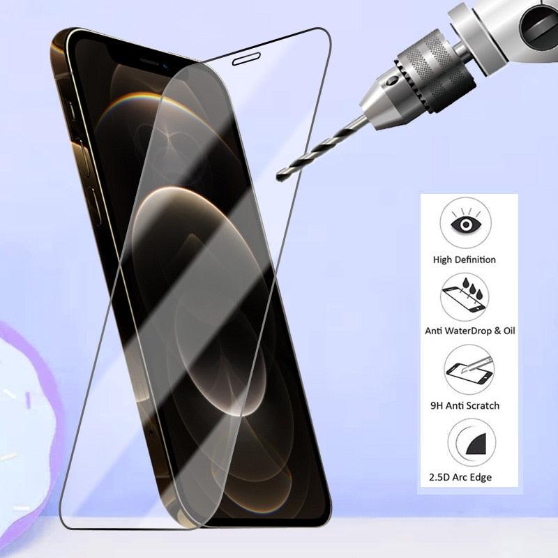 6in1 Tempered Glass for iPhone 11 12 13 14 Pro XR XS Max Camera Screen Protector for iPhone 12 Pro Max Mini 7 8 6 6S Plus Glass 9H Anti Scratch Shatterproof Ultra Clear Screen Protector