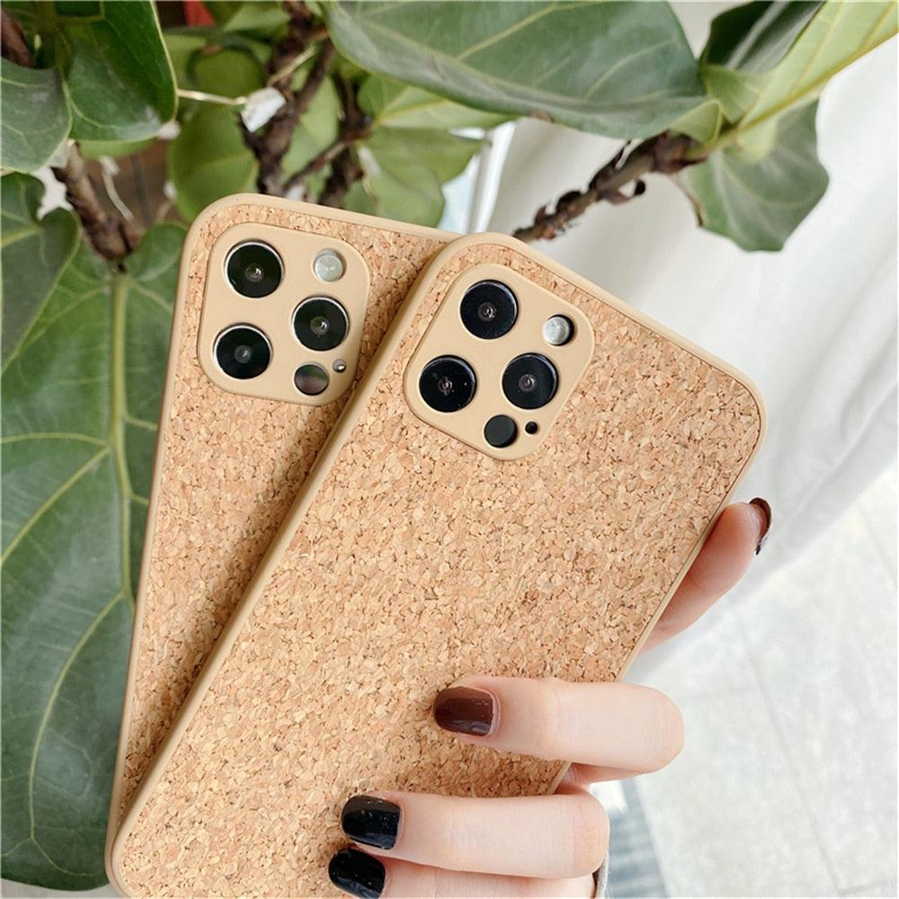 Simple Wood Compress Sawdust Phone Case For iPhone 14 13 Pro Max 12 11 X XR XS 6 7 8 Plus Solid Shockproof Breathable Cover Ultra Thin Full Body Dustproof Anti Fingerprint Scratch-Resistant Case iPhone