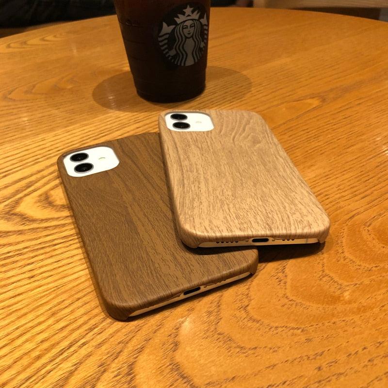 Luxury Wood Simple Phone Case For iPhone 12 11 Pro Max Mini XS X XR 7 8 Plus SE Retro New Design Natural Soft Eco-Friendly Bamboo Wood Cover Protective Phone Cover