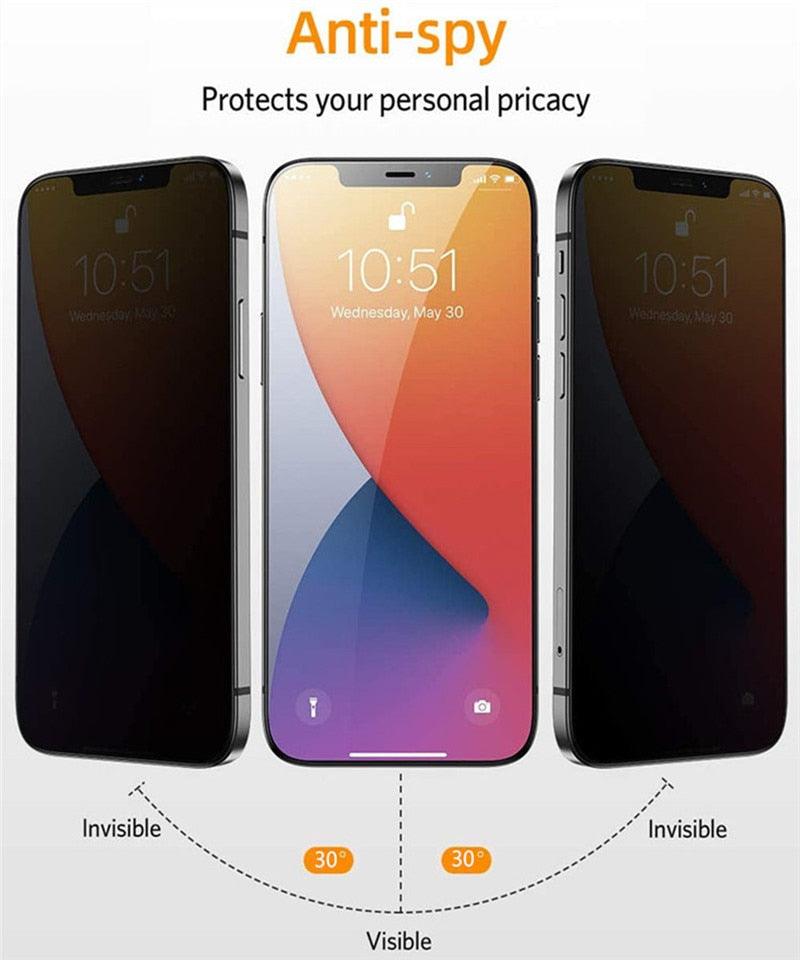 3Pcs Privacy Tempered Glass For iPhone 14 13 12 11 Pro XS Max XR Anti-Spy Screen protectors For iPhone 7 8 Plus SE2020 Glass Privacy Screen Protector Anti-Spy Tempered Glass Film Anti-Scratch 9H HD Screen Protector for iPhone