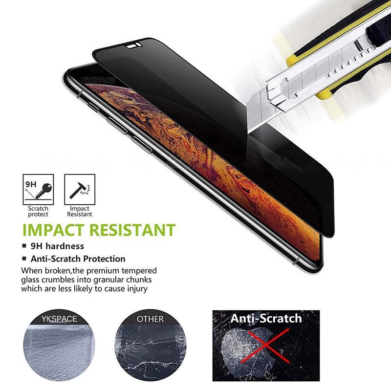 3Pcs Best Privacy 9H Tempered Glass For iPhone 11 12 13 14 Pro Mini XS MAX X XR 6S 7 8 Plus SE Anti Spy Peep Screen Protector Anti-Spy Anti-Peeping Tempered Glass Screen Film for iPhone