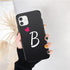 Women Elegant Black Initial Letter A-Z Love Heart Couples Phone Case For iPhone 13 12 Pro Max Mini Luxury Soft Silicone Cover Name Letter Case