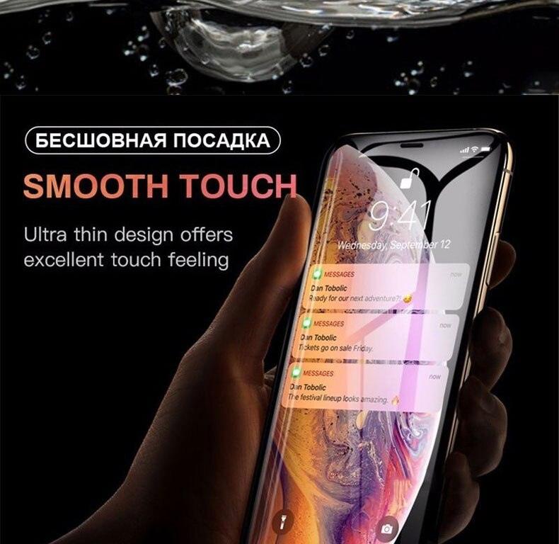 500D Curved Protective Glass For iphone SE 2020 6 6S 7 8 Plus Tempered Glass Film on iPhone X XR 11 Pro XS Max Screen Protector Anti-Fingerprint Tempered Glass Film Full Screen Case Friendly Bubble Free for iPhone