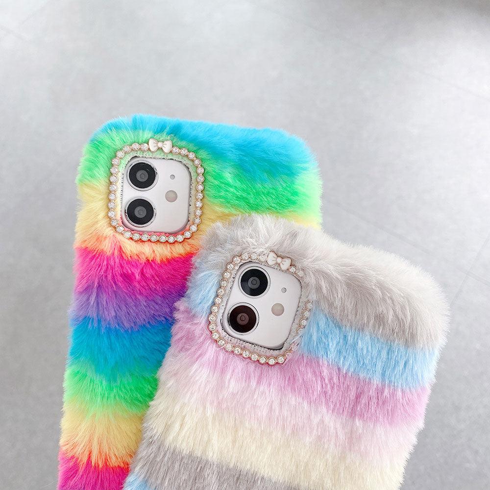 Fashion Lady Gift Case for iPhone 14 13 12 XS Max XR X 11 Pro Max SE Furry fluffy Warm Cover for iPhone 6 7 8 Plus Phone Case Fashion Fluffy Fur Protective Back Cover