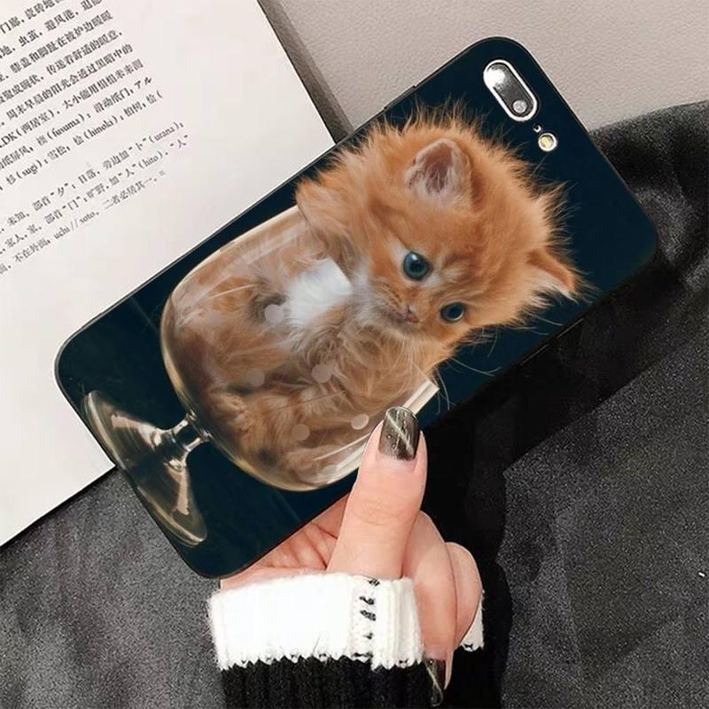 Cute Cat Black Phone Case For IPhone 13 8 7 6 6S Plus X 5 5S SE 2020 XR 11 Pro XS MAX Slim Fit Soft Print Design Flexible Silicone Cover For iPhone