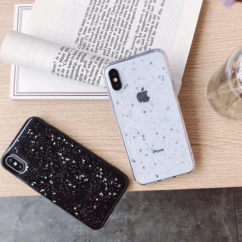 Women Glitter Phone Case For Iphone 8 7 Plus 6 6s Star Clear Soft Cover For Iphone 12 11 Pro X Xr Xs Max Starry Night Non Moving Sparkling Shining Glitter Soft Silicone Case