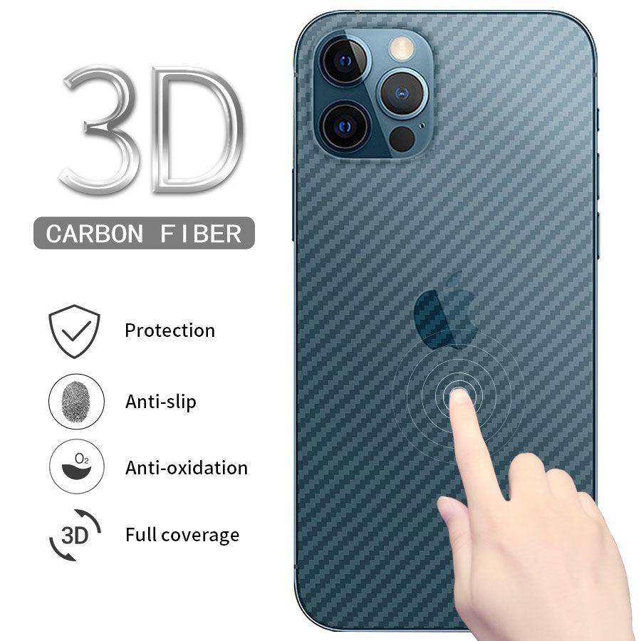 Back Screen Protective Film Carbon Fiber Skin Transparent Screen Guard Sticker Carbon Fiber Transparent Film For iPhone 14 13 12 Mini 11 Pro X XR XS Max SE3 7 8 Plus Phone Back Screen Protector Sticker