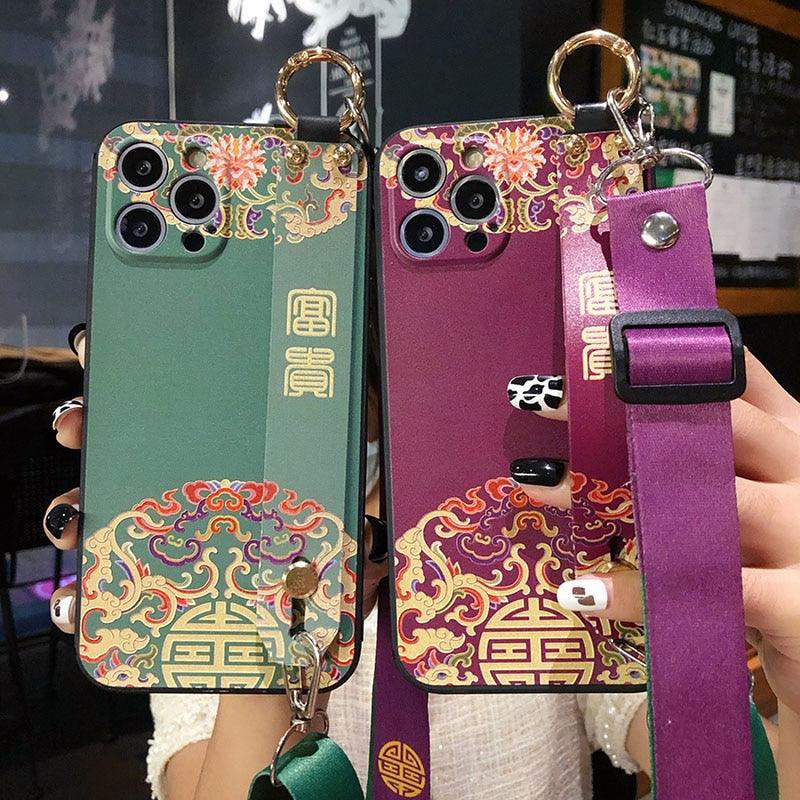 Ultra Luxury Case Cute Flower Design with Ring Kickstand Soft Crossbody Phone Cover for iPhone 13 14 Pro Max Case Fashion Crossbody Shoulder Strap Flower Leaf Phone Holder Cover for iPhone 12 11 X XR XS 7 8 Plus