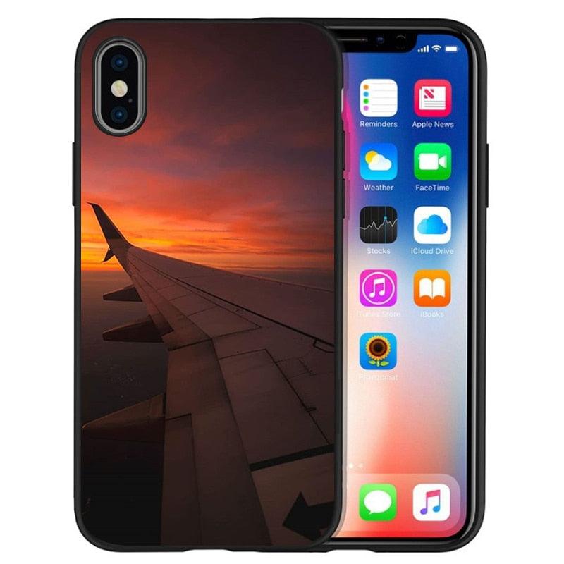 Aircraft Airplane Cockpit Black Silicone Phone Case For Iphone 12 Xr Xs Max 5 5s Se 2020 6 6s Plus 7 8 X 11pro Max 11 Cover Back Case Mobile Cover