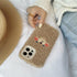 Cute Furry Fluffy Brown Bear Phone Case For iPhone 11 12 13 Pro Max 6 7 8 Plus X XS Max XR SE 2020  Winter Plush Warm Soft Cover  Autumn and Winter Shockproof Full Case Cover