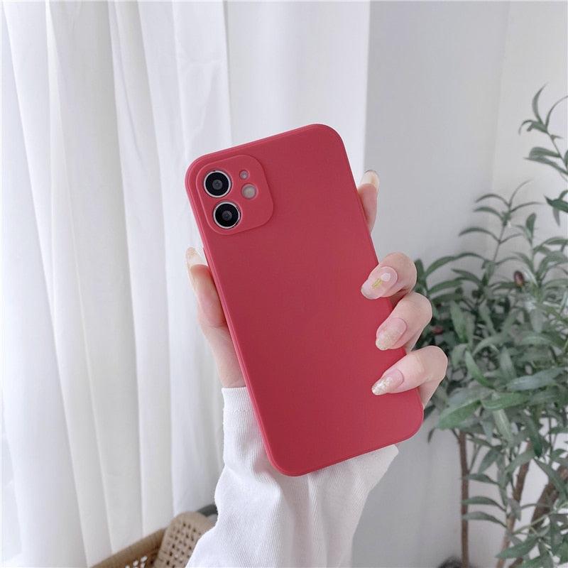 Soft Silicone Candy Color Phone Case For iPhone 13Mini iPhone 14Pro Max Ultra Thin Shockproof Cover Solid Color Shockproof Silicone Case For iPhone