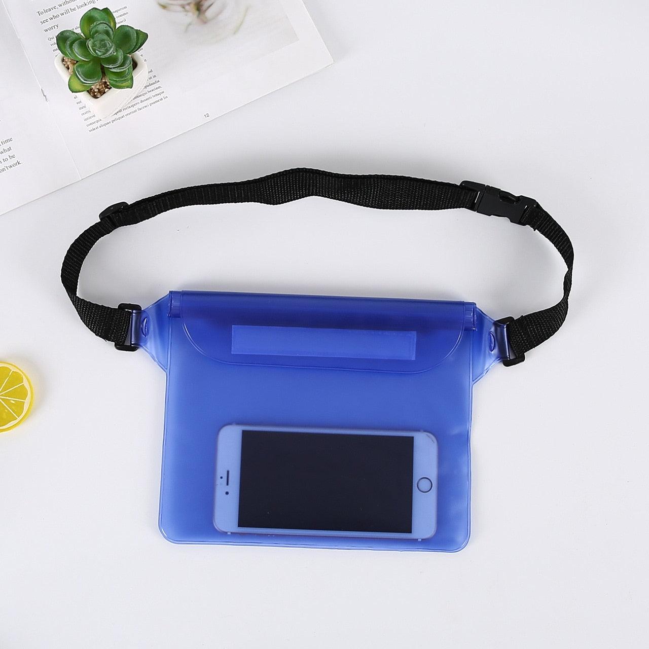 Waterproof Swimming Bag 3 Layers Water Proof Diving Beach Shoulder Waist Bag Underwater Mobile Phone Bag Case Waterproof Bag With Adjustable Waist Belt Comfortable Case For Phone