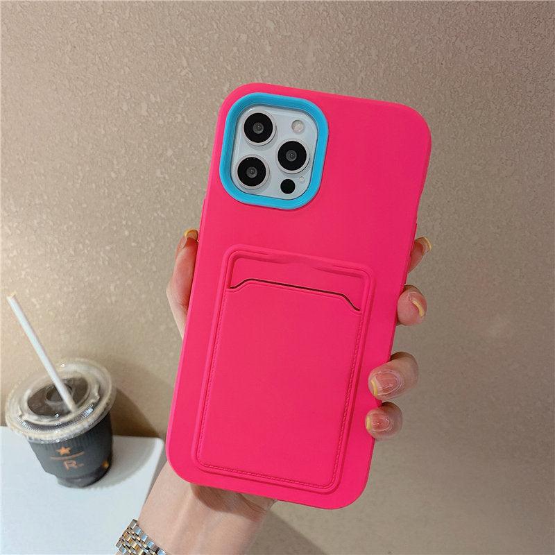 Modern Card Candy Color Phone Case For iPhone 12 11 13 Pro Max 12 13 Pro 11 Shockproof Bumper Soft Back Cover Colorful Silicone Phone Cover