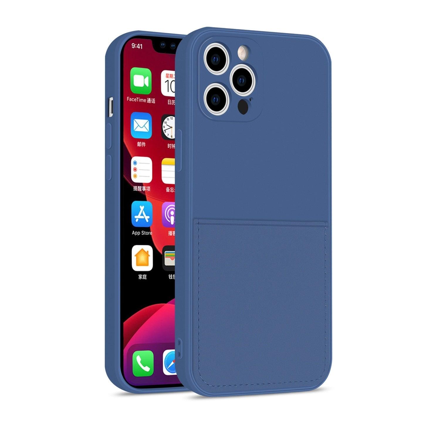 Simple Wallet Case For iphone Silicone Case For iphone 13 12 11 Pro Max Mini With Card Holder Cover Classic Silicone Full Protection Anti-Scratch Shockproof Case