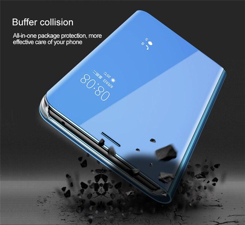 Smart Flip Phone Case For iPhone X XR XS 5 5S SE 7 8 6 6S Plus 11 12 13 Mini Pro Max 2020 Mirror Window Standing Holder Cover  Mirror Screen Smart Plating Case 360 Full Body Ultra Thin Intelligent Protective Case