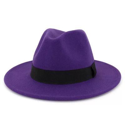 Black Fedora Hat Unisex Wide Brim Hat Autumn Winter Fedora Hat Wide Cap Winter Wool Classic Hat Men Elegant Gentleman Hat For Party