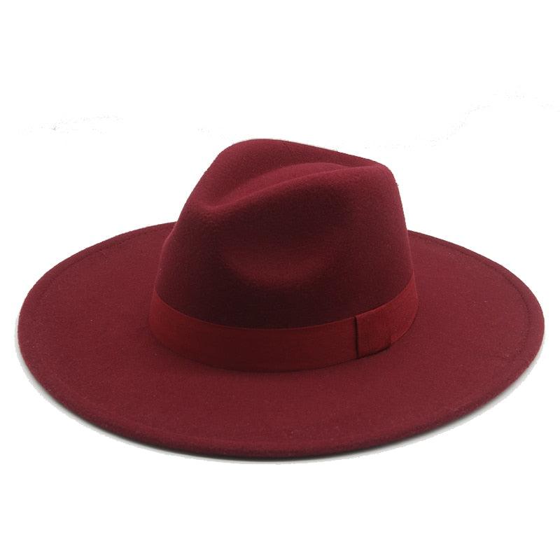 Fashionable Fedora Hats Women New Wide Brim Dress Caps  Women's Fedora Hats Elegant Wide Brim Fedora Hat  Wedding Men Hat Warm Retro Style Belt 56-58cm