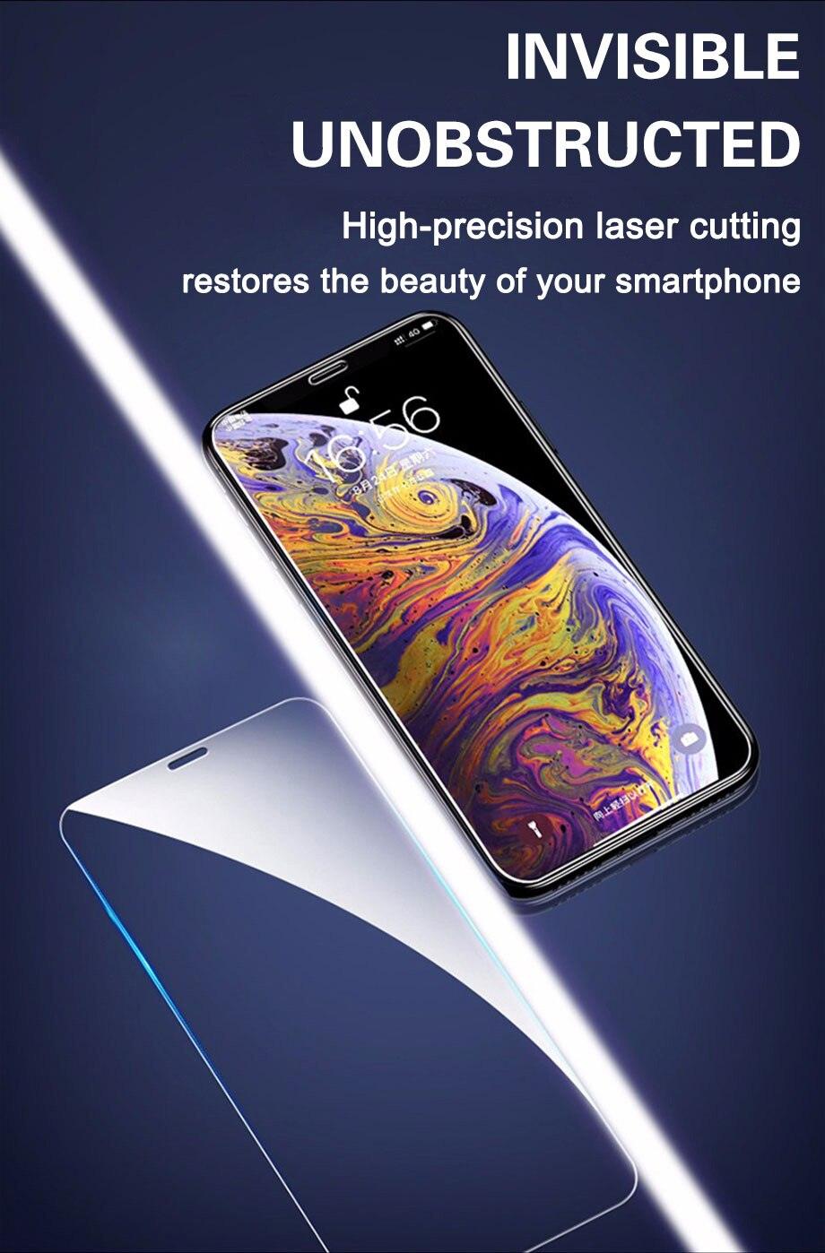 3PCS Transparent Protective Glass For iPhone 13 12 11 X XS Max Mini XR Tempered Glass For iPhone 7 8 6 Plus SE Screen Protector Scratch Resistant Screen Guard  9H Hardness Screen Protector