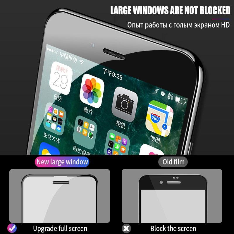 5000D Full Protective Glass For iPhone SE 2020 6 6S 7 8 Plus Tempered Screen Protector iphone6 iphone7 iphone8 Safety Glass Film High-definition Tempered Glass Durable And Strong Screen Protector For iPhone