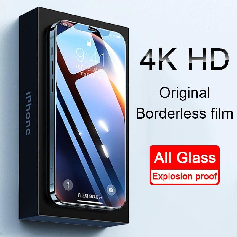 4K HD Full Cover Protective Glass on For iphone 11 12 13 14 PRO MAX Screen Protector Tempered Glass On iphone 14 Plus X XR Glass Tempered Glass Film with HD Clarity Touch Accurate Impact Absorb Screen Protector