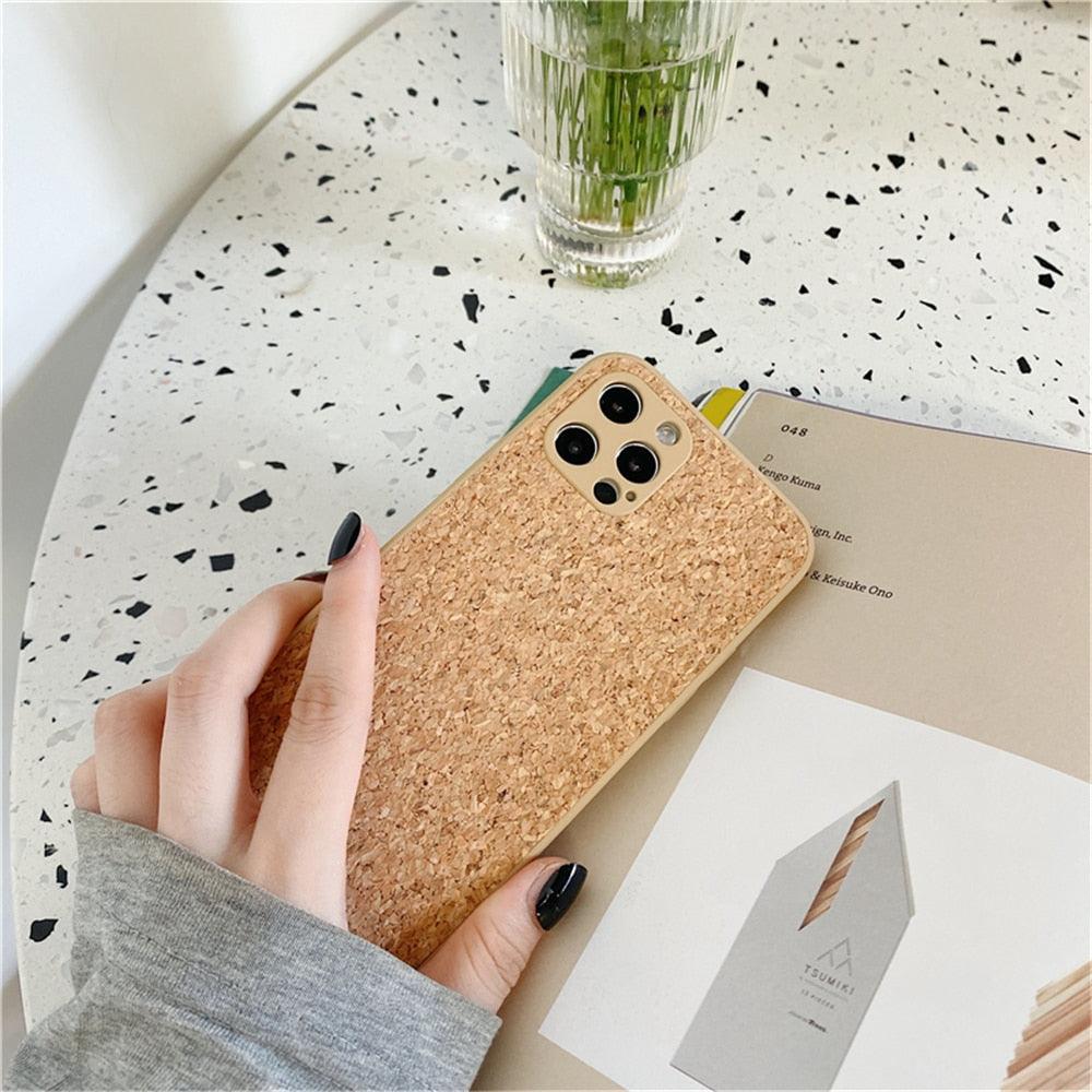 Simple Wood Compress Sawdust Phone Case For iPhone 14 13 Pro Max 12 11 X XR XS 6 7 8 Plus Solid Shockproof Breathable Cover Ultra Thin Full Body Dustproof Anti Fingerprint Scratch-Resistant Case iPhone