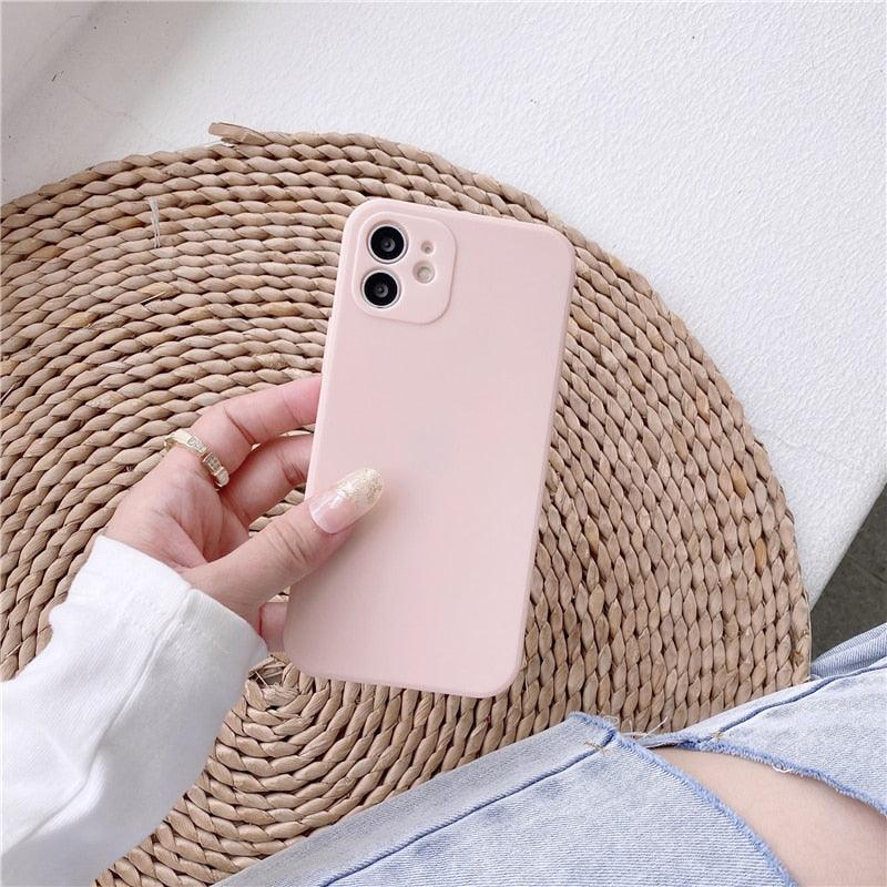 Soft Silicone Candy Color Phone Case For iPhone 13Mini iPhone 14Pro Max Ultra Thin Shockproof Cover Solid Color Shockproof Silicone Case For iPhone