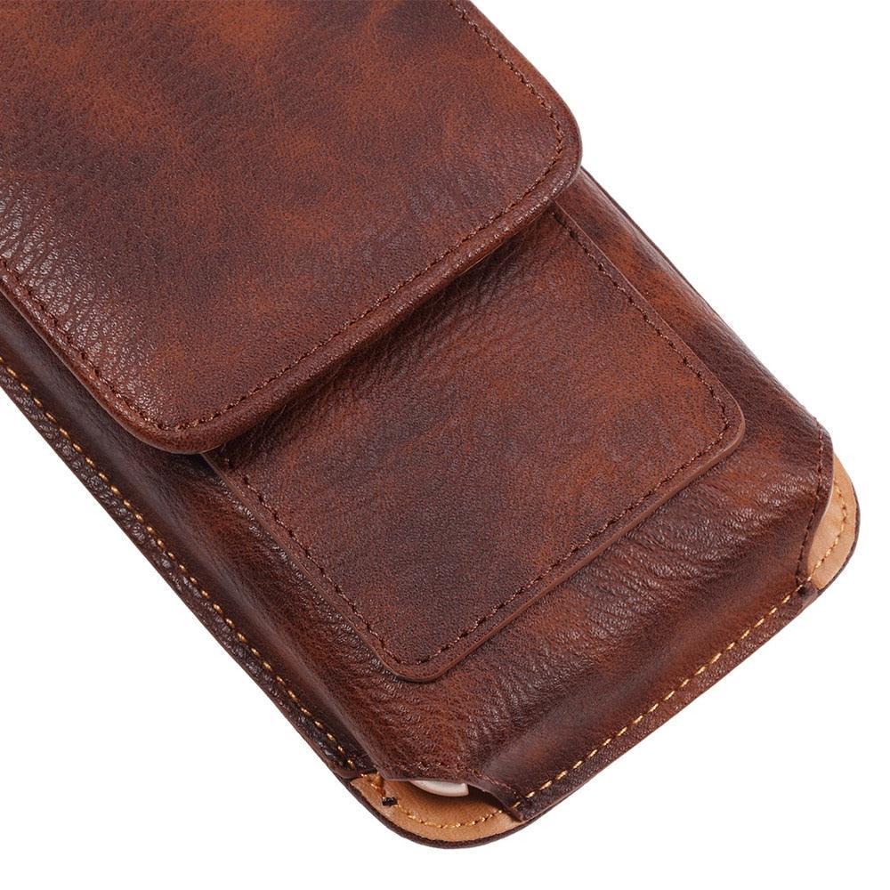 Universal Leather Case for iPhone Mens PU Leather Vertical Case with Belt Clip for iPhone Waist Pack Belt Clip Bag for 3.5-6.3" Mobile Phone Pouch Phone Cover