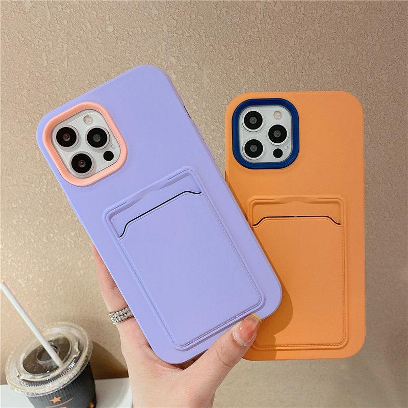 Modern Card Candy Color Phone Case For iPhone 12 11 13 Pro Max 12 13 Pro 11 Shockproof Bumper Soft Back Cover Colorful Silicone Phone Cover