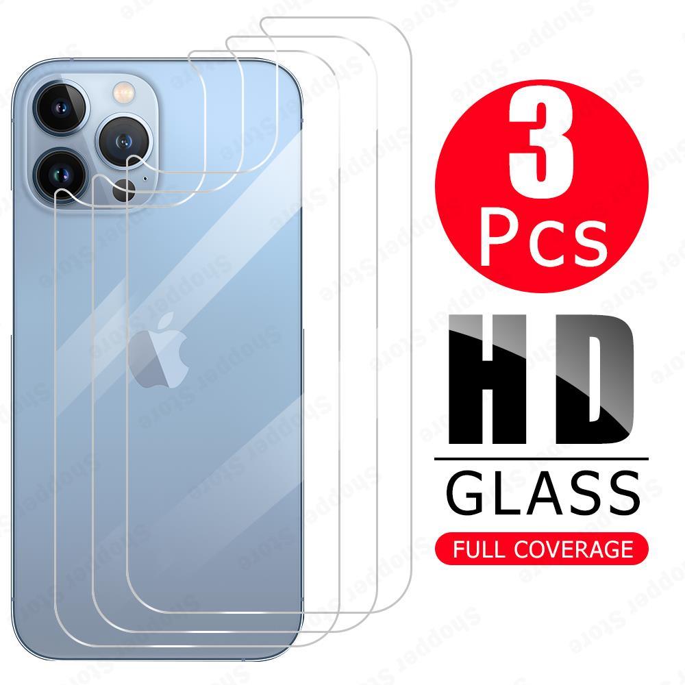 3Pcs Tempered Back Glass For iPhone 13 Pro Max Mini Protective Screen Protector Glass Film For iPhone 13 12 11 14 Pro XS Max XR Temper Film Premium HD Clarity Anti-Fingerprint/Scratch Back Protector